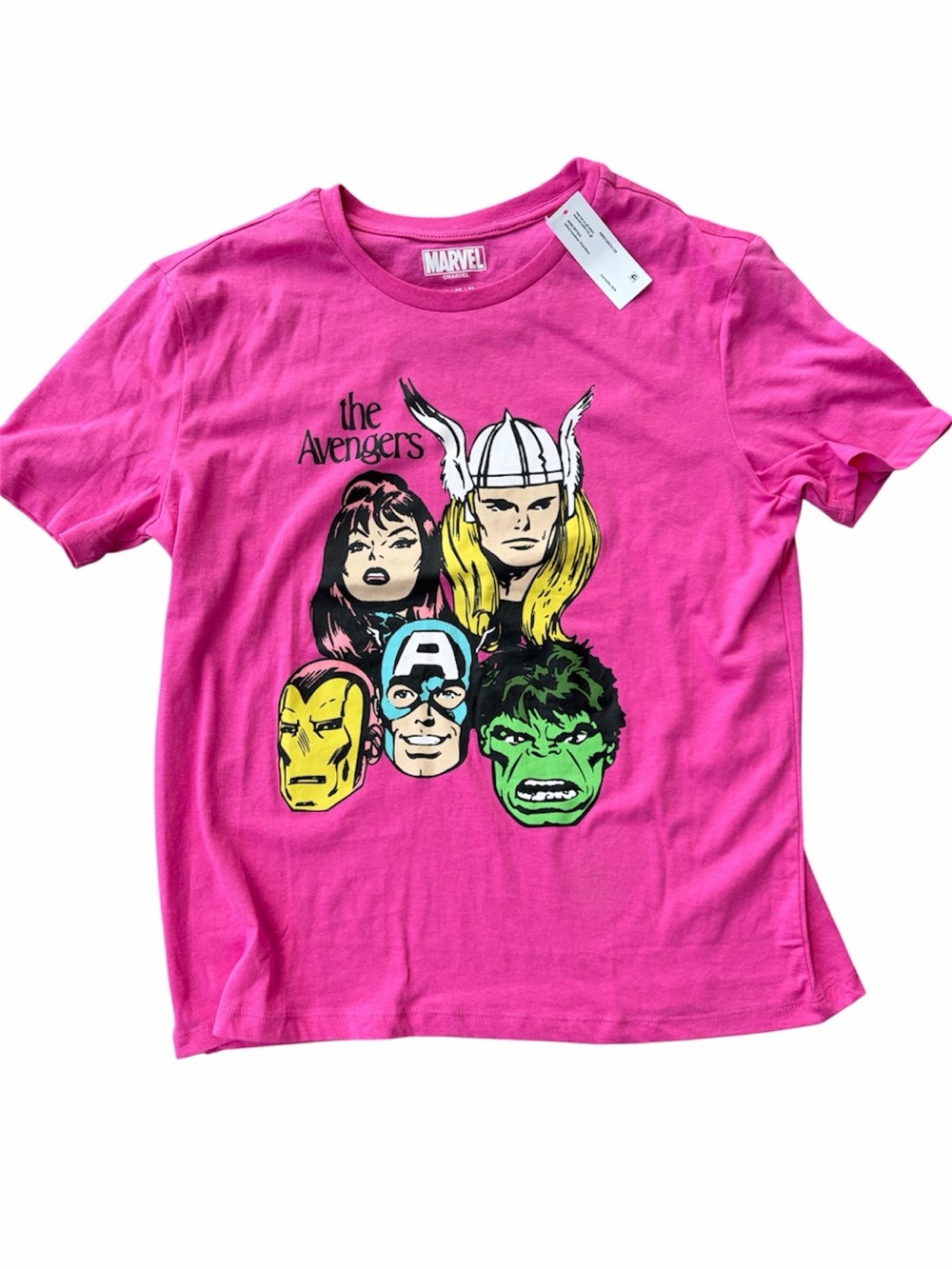 NWT Marvel Avengers Graphic Tee Pink Y2K Comic Book Superhero T-Shirt Retro